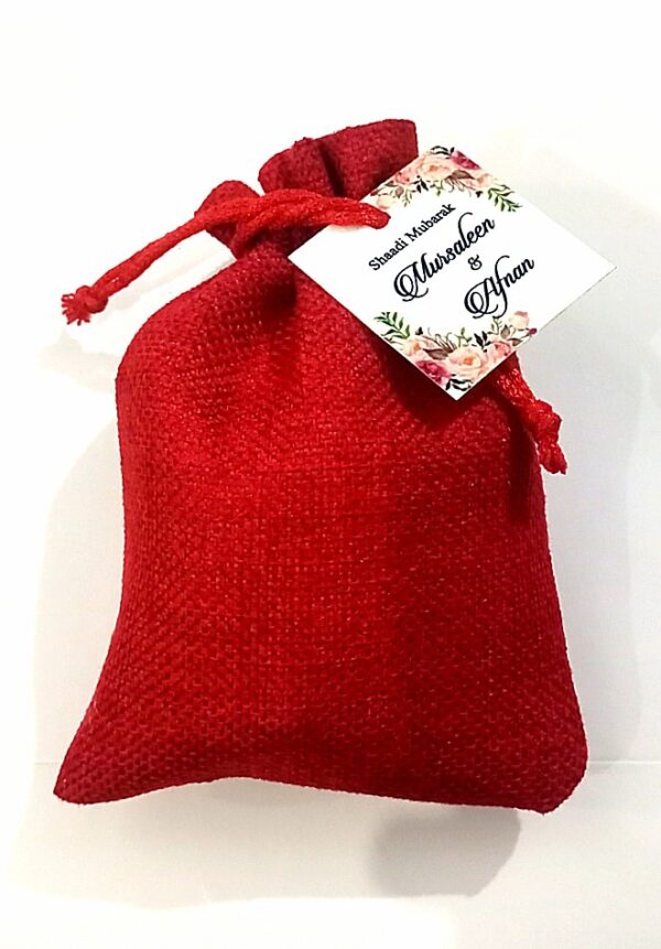 Red jute pouches